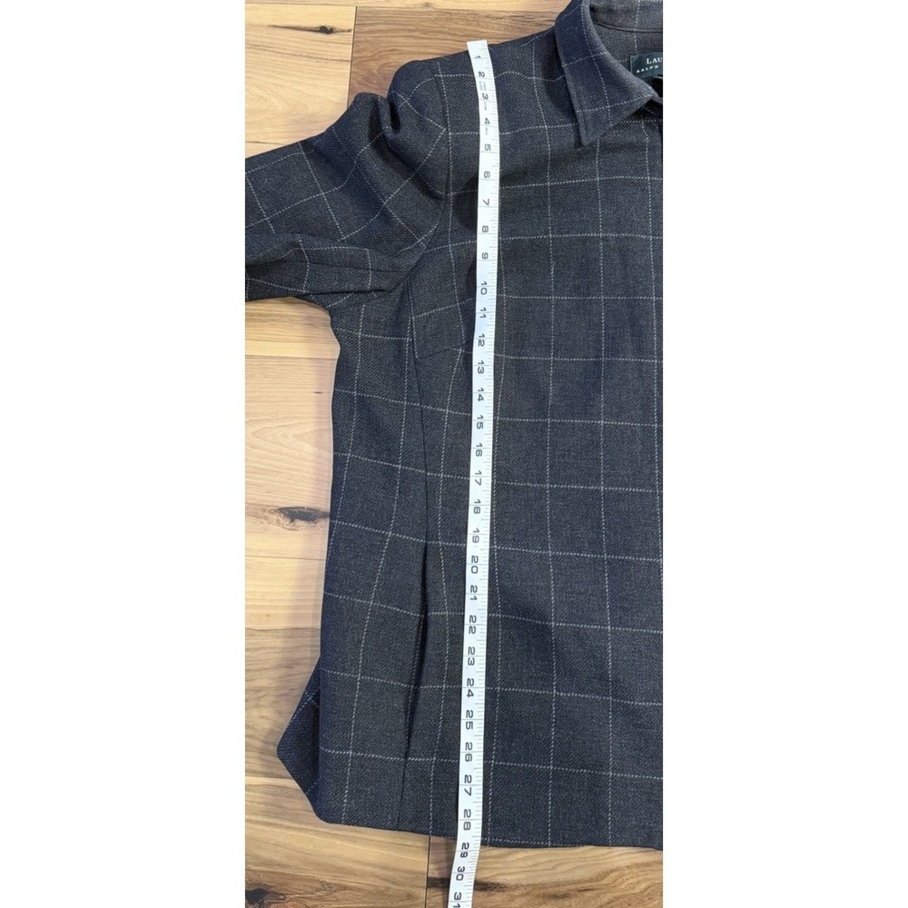 Lauren Ralph Lauren Womens 20W Lambswool Windowpane Coat Gray Hidden Button - Picture 6 of 13